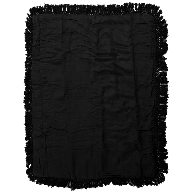 Rizzy Home Tatum Solid Fringe Crib Quilt - 38" X 50" - Black