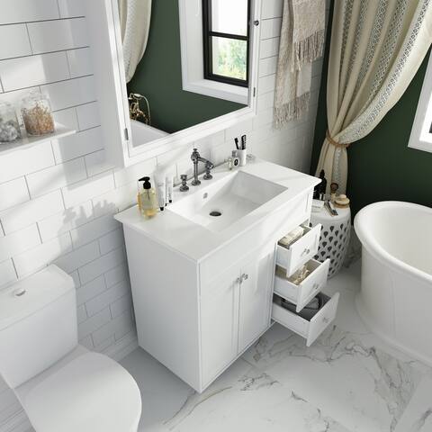 Timechee 36.2"W Single Bathroom Vanity Set White