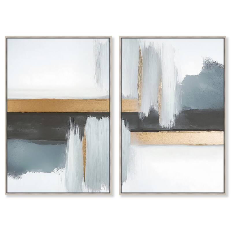 Azure Horizon II Canvas Set of 2 by Art Remedy - 10" x 15" - Silver