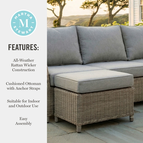 Martha Stewart All-Weather Patio Ottoman with 4