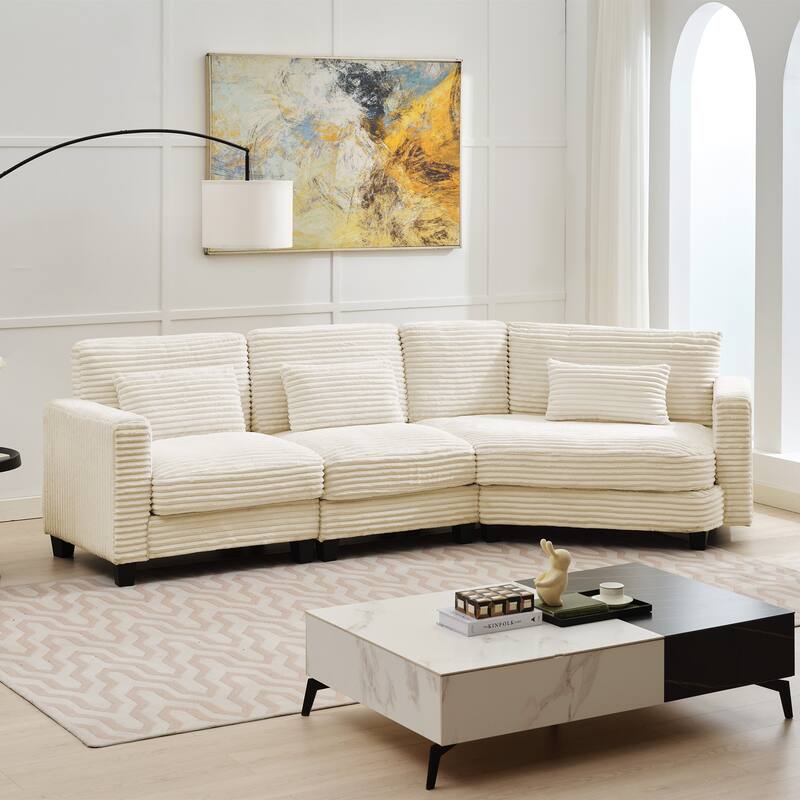 Multi-seat(3/4/5 seats) Corduroy Sectional Sofa, Modular Couch for Living Room & Business