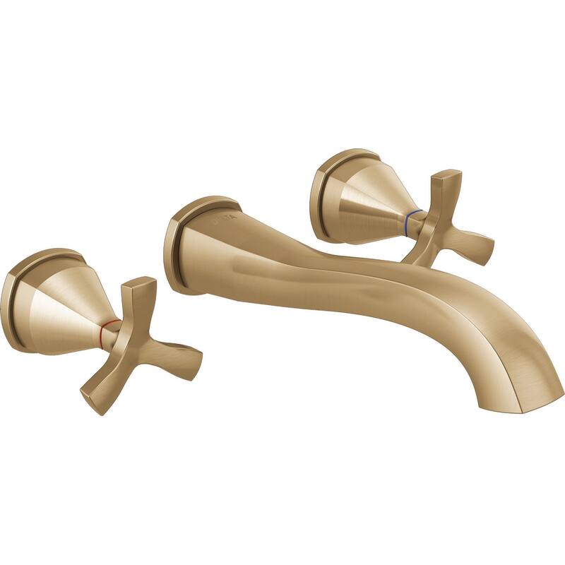 Delta Stryke 1.2 GPM Wall Mounted Widespread Bathroom Faucet with