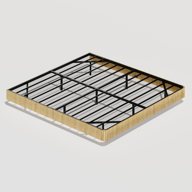 King Floating Bed Frame with LED Lights, Wave Curve Wood Texture Bed with Heavy Duty Metal Slats - No Box Spring Needed