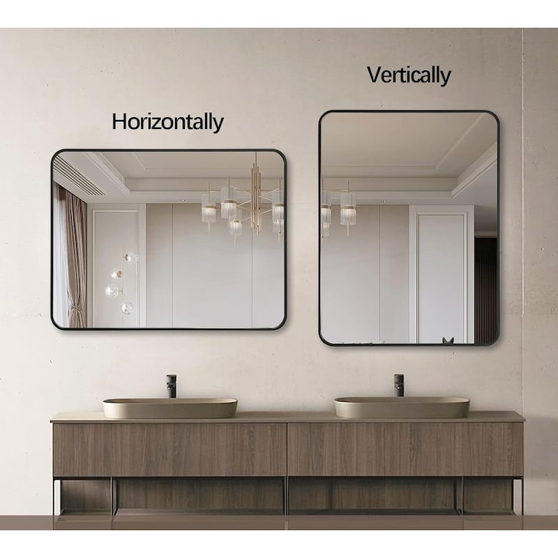 22x30 Inch Silver Metal Framed Rectangular Bathrrom Mirror