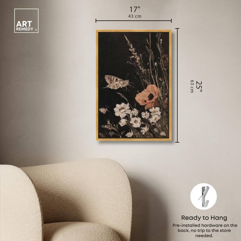 Poppy and Moth II Canvas by Art Remedy