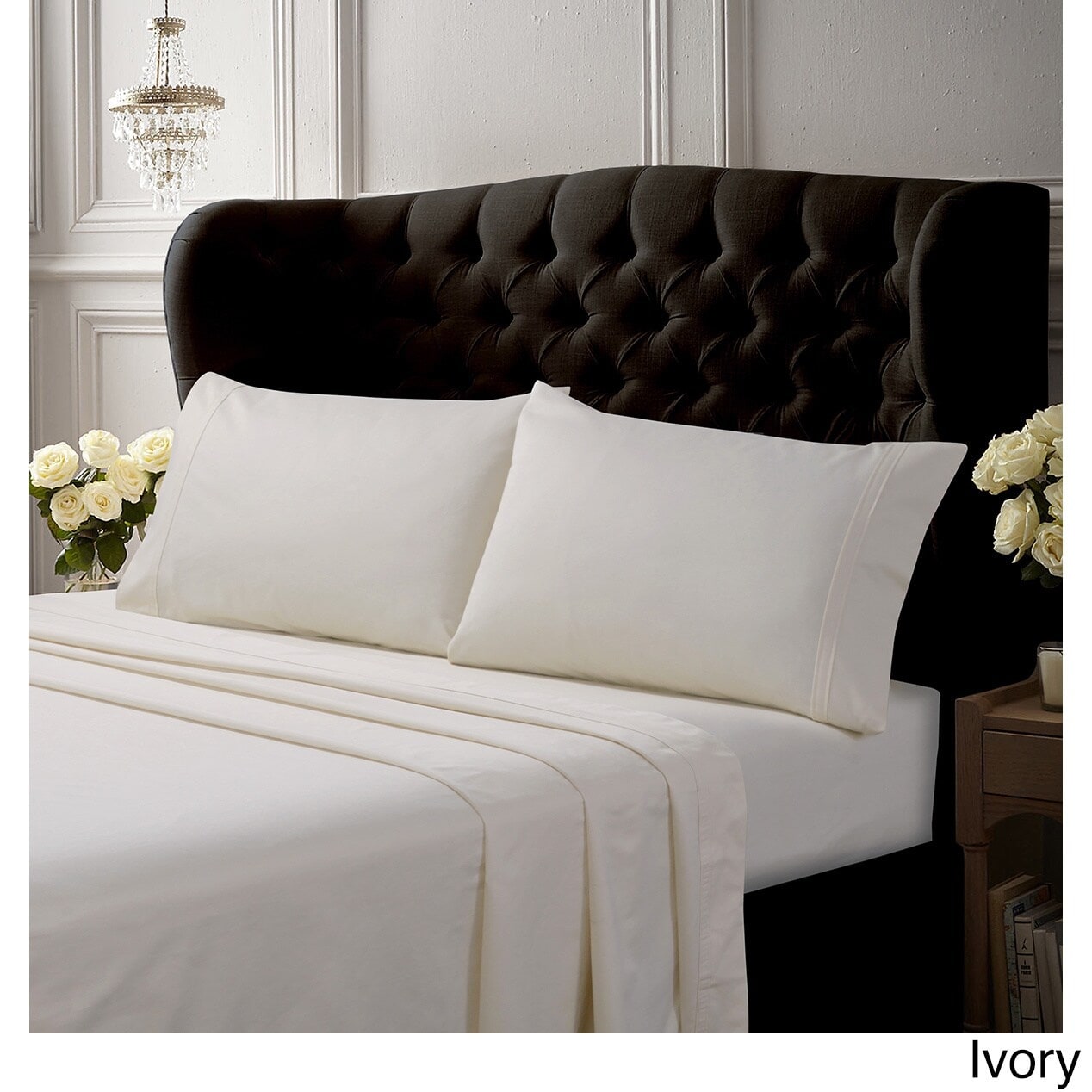 Best Bedding Collection Egyptian Cotton US Sizes Select TC & Item Ivory Solid 