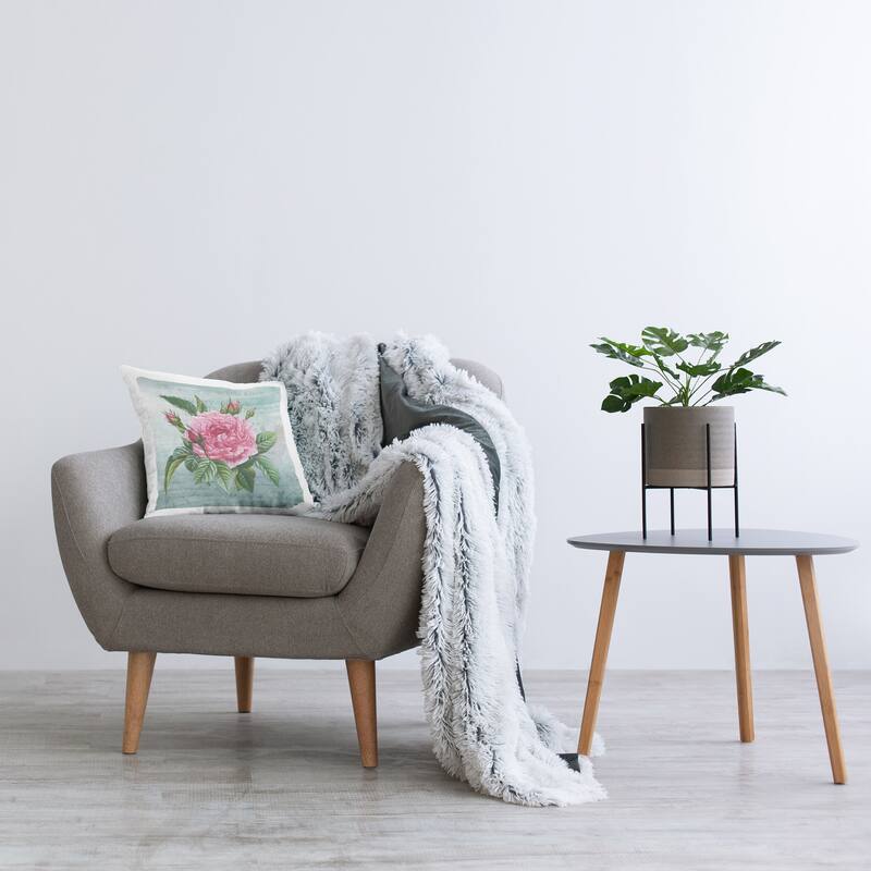 Stupell Pink Dahlia over Rustic Decorative Printed Throw Pillow Design by Susan Arnot
