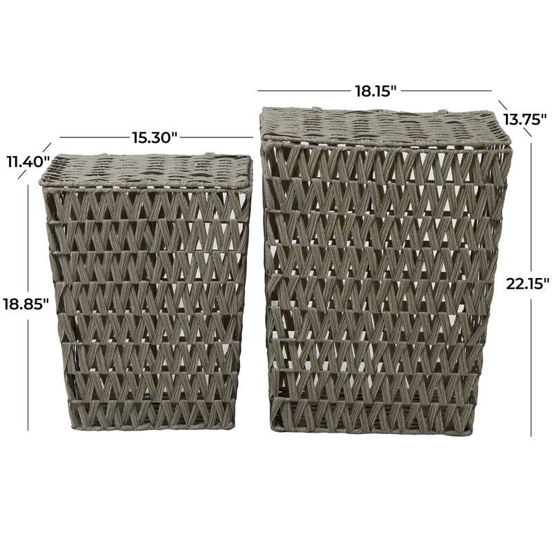 Gray Metal Storage Basket with Matching Lids (Set of 2) - 22", 19"H