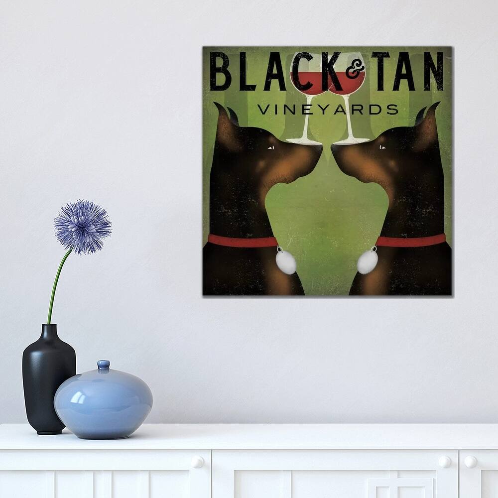 iCanvas "Black & Tan Vineyards (Doberman Pinschers)" by Ryan Fowler Canvas Print