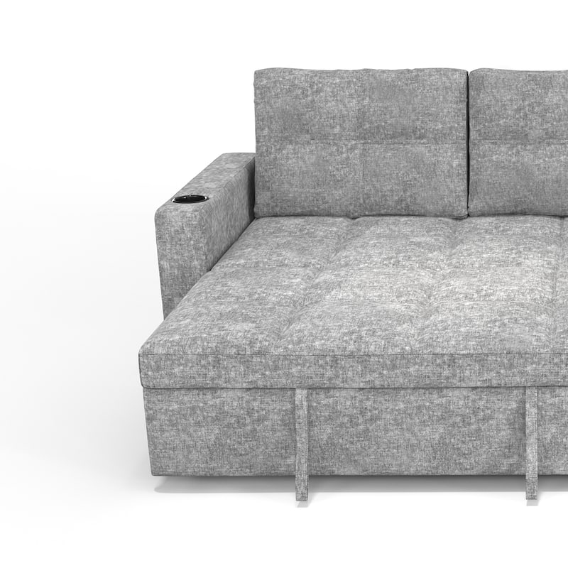 Modern Contemporary Convertible Chaise Storage Sleeper Sectional