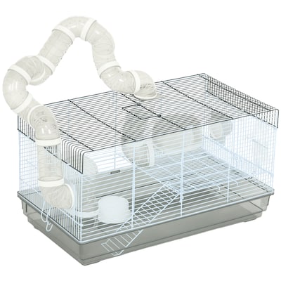 PawHut Hamster Cage, 2 Levels Gerbil Cage, Small Animal Cage for Dwarf ...