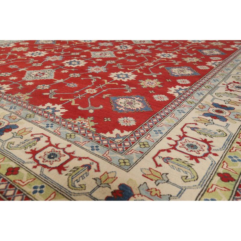 Hand Knotted Oriental 100% Wool Carpet Traditional Floral Red Kazak Area Rug - 11' 8'' X 9' 0''