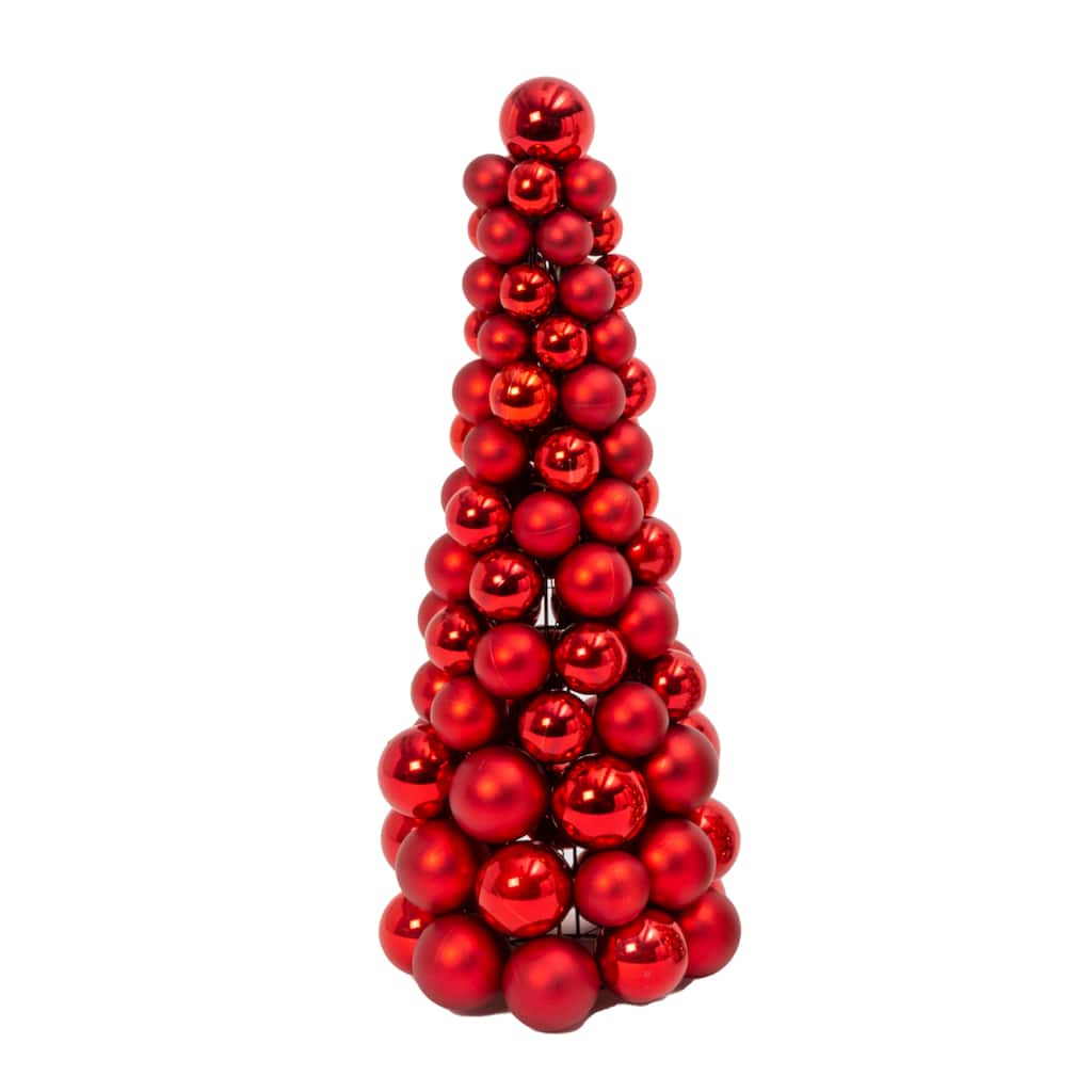 18 in Tall Red Christmas Holiday Ornament Cone Tree