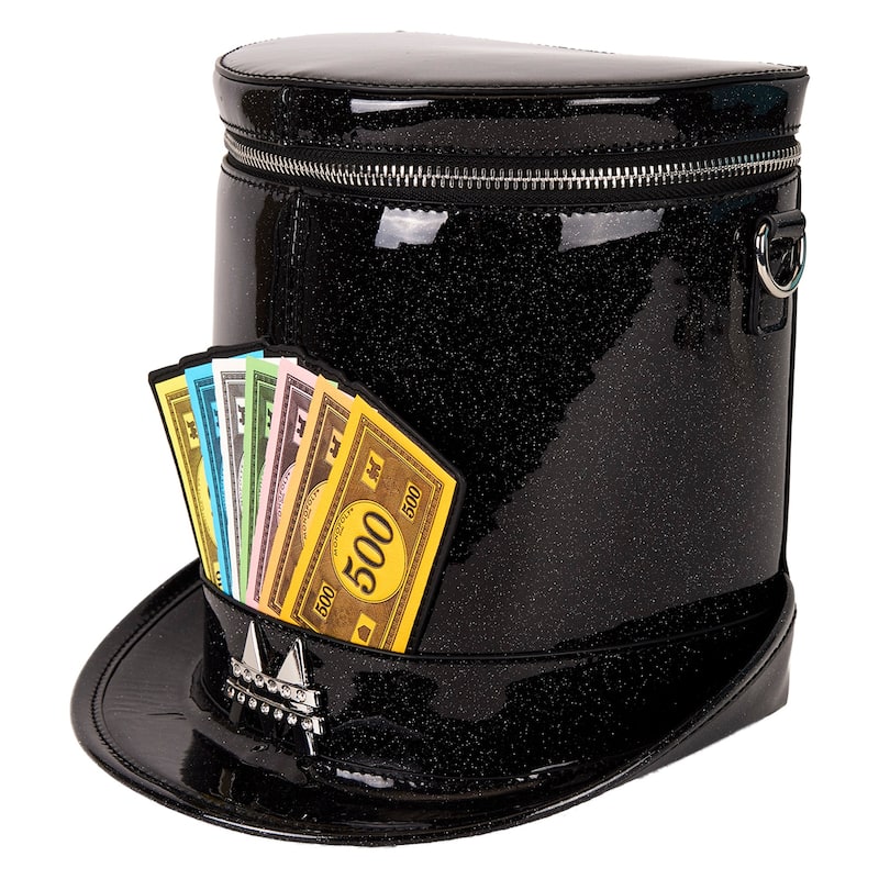 Monopoly 90th Anniversary Top Hat Glitter Figural Crossbody Bag