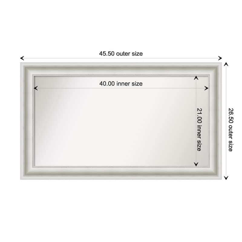 Parlor White Framed Non-Beveled Custom Wall Mirror, Bathroom Vanity Mirror - Outer Size: 45.5 x 26.5