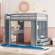 preview thumbnail 7 of 8, Full Size Eye-catching Design Loft Bed with large shelves, writing desk and LED Light, Maximum Storage Space, Gray