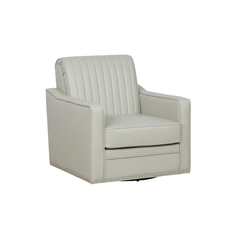 Carlota Faux Leather 360 Swivel Accent Chair - Cream