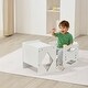 preview thumbnail 7 of 6, White MDF Adjustable Kids Table Chair Set with Pattern & Handle - 15.4 x 12 x 15 in