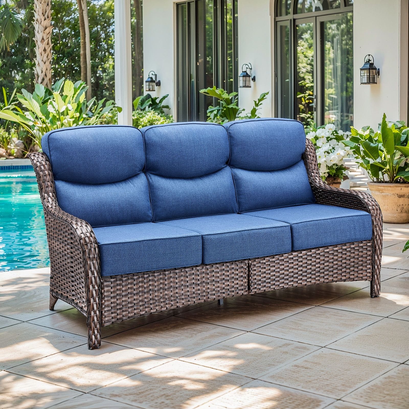 Option Brown Wicker / Blue Cushion