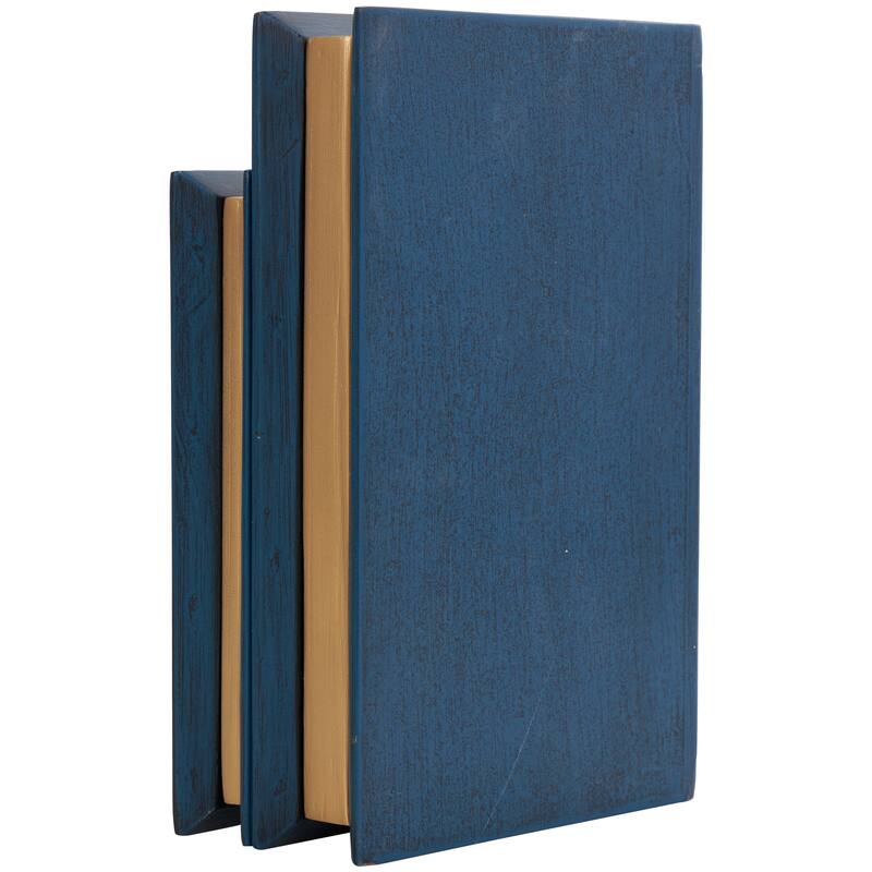 Blue, Green, Brown or Red Wooden Storage Faux Book Box (Set of 2)