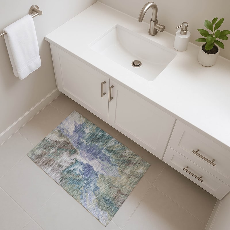 Premium Washable Super Soft Abstract Burst Mayfield Rug - Blue - 1'8" x 2'6"