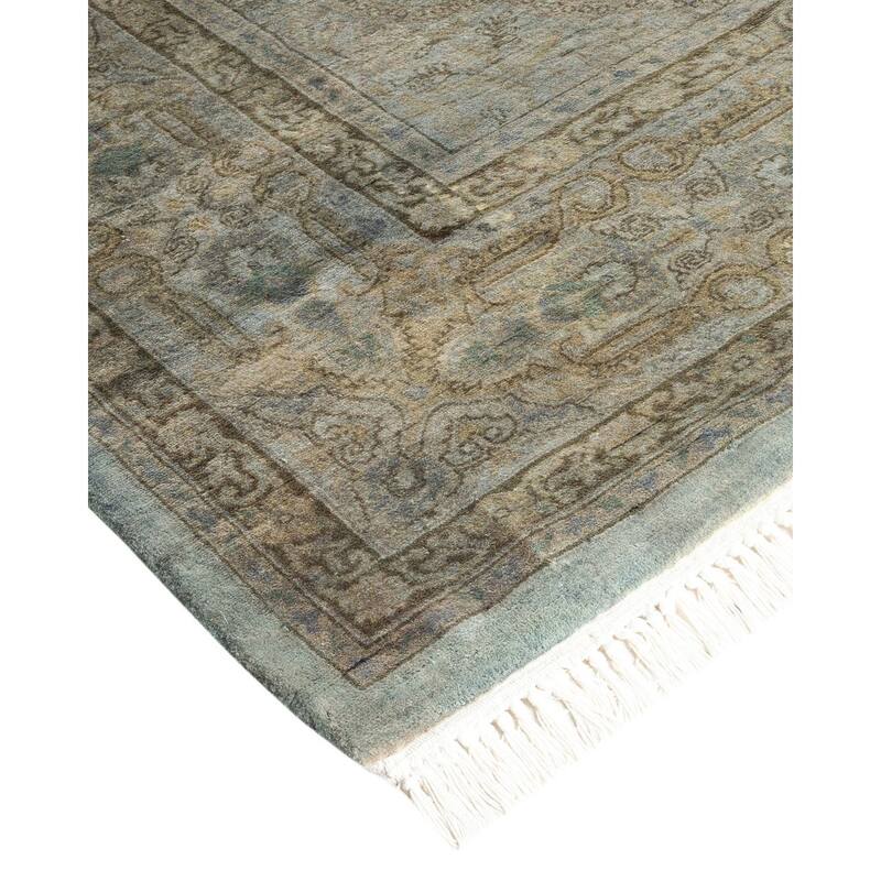 Overton Hand Knotted Wool Vintage Inspired Modern Contemporary Overdyed Gray Area Rug - 6' 1" x 9' 0"