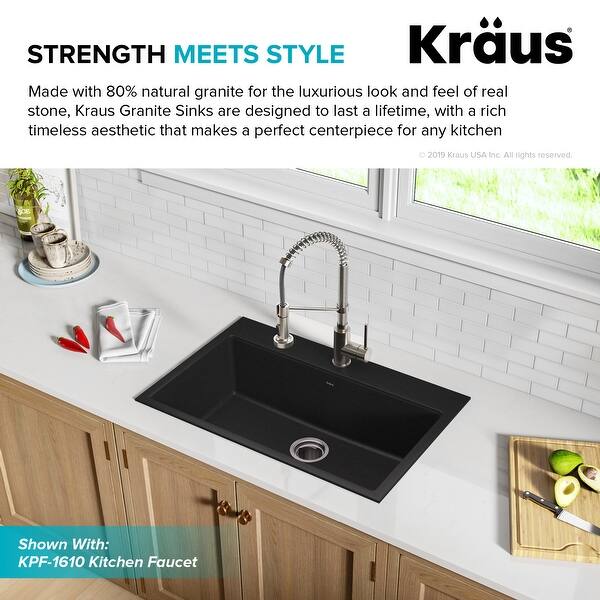 Shop Kraus Granite 31 Inch 1 Bowl Undermount Drop In Kitchen Sink Overstock 8844064