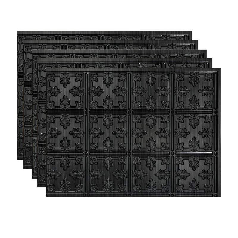 FASÄDE Traditional Style 10 Decorative Vinyl Backsplash Panel - 5 Pack - Brushed Onyx