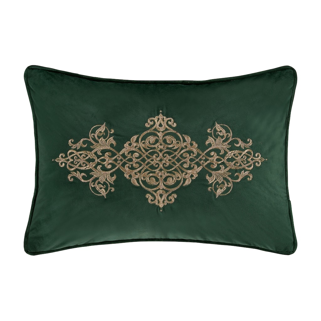 J. Queen New York Noelle Evergreen Boudoir Embellished Decorative Throw Pillow