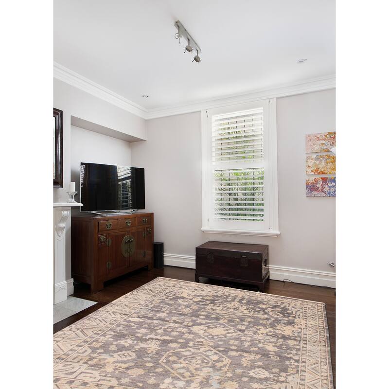 ECARPETGALLERY Hand-knotted Jules Serapi Dark Grey Wool Rug - 7'10 x 9'9