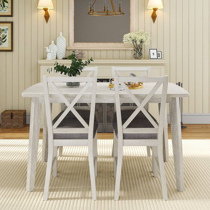 Javlergo Kitchen Table and Chairs for 4/6 Dining Room Table Set,Wood Elegant Kitchen Sets