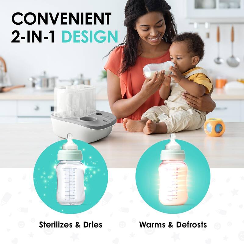 Lil' Jumbl 2-in-1 Baby Bottle Warmer & Sterilizer Dryer for Milk & Steam - Plastic