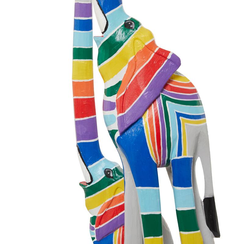 Vibrant Handmade Safari Animal Sculpture Collection - Wood or Metal Elephant & Giraffe for Indoor & Outdoor Decor