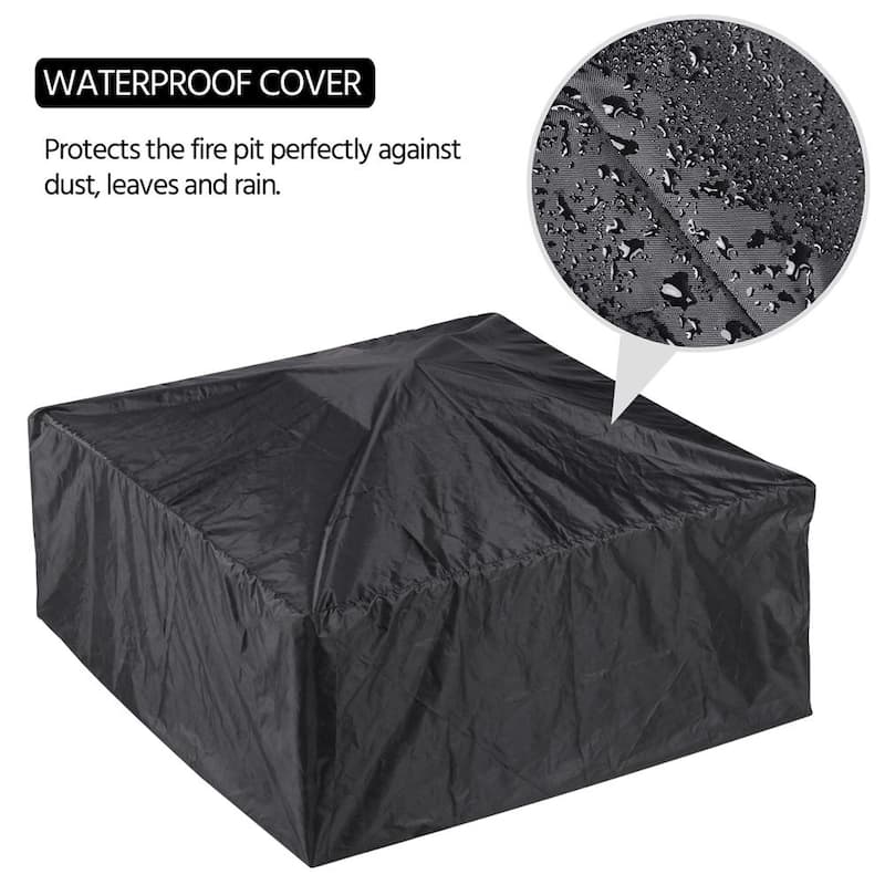 Yaheetech 32'' Metal Patio Garden Square Stove Fire Pit With cover