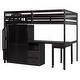 preview thumbnail 104 of 110, Twin/Full Size Loft Bed with Storage Staircase, Wardrobe and Desk, Solid Wood Loft Bedframe with 2 Storage Drawers and Shelves