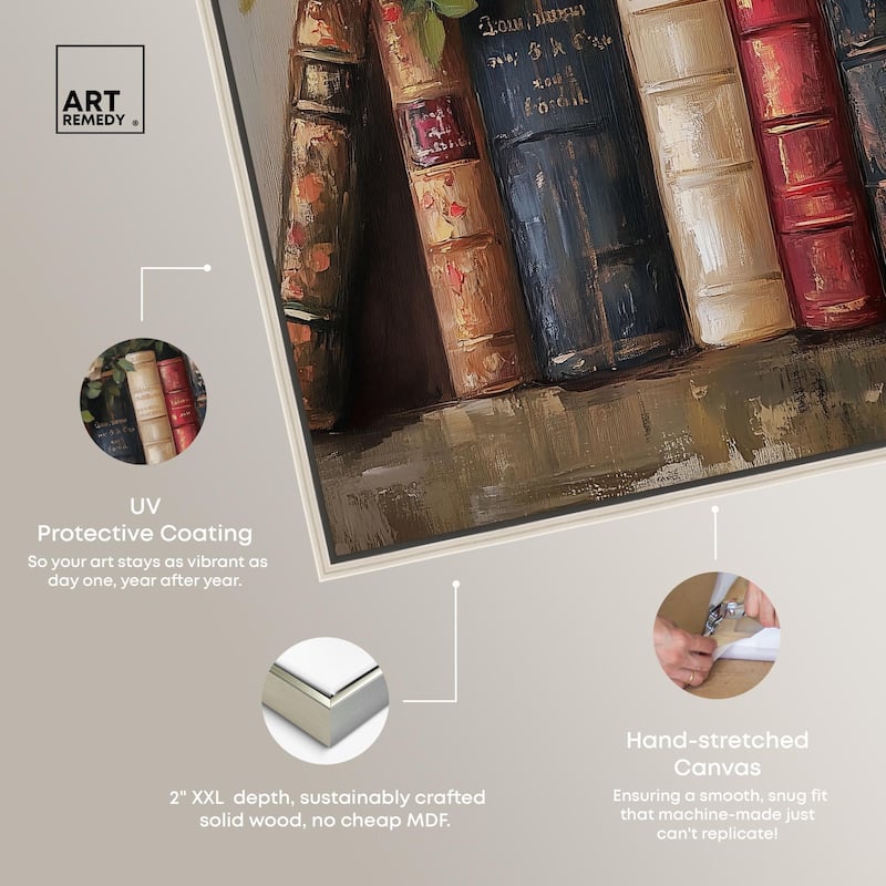 Bookshelf Bouquet I Canvas by Art Remedy