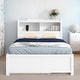 preview thumbnail 1 of 22, Full Size Platform Bed Frame with Trundle, Storage Drawers, USB Ports, and Shelves for Bedroom, Easy to Assemble, White White
