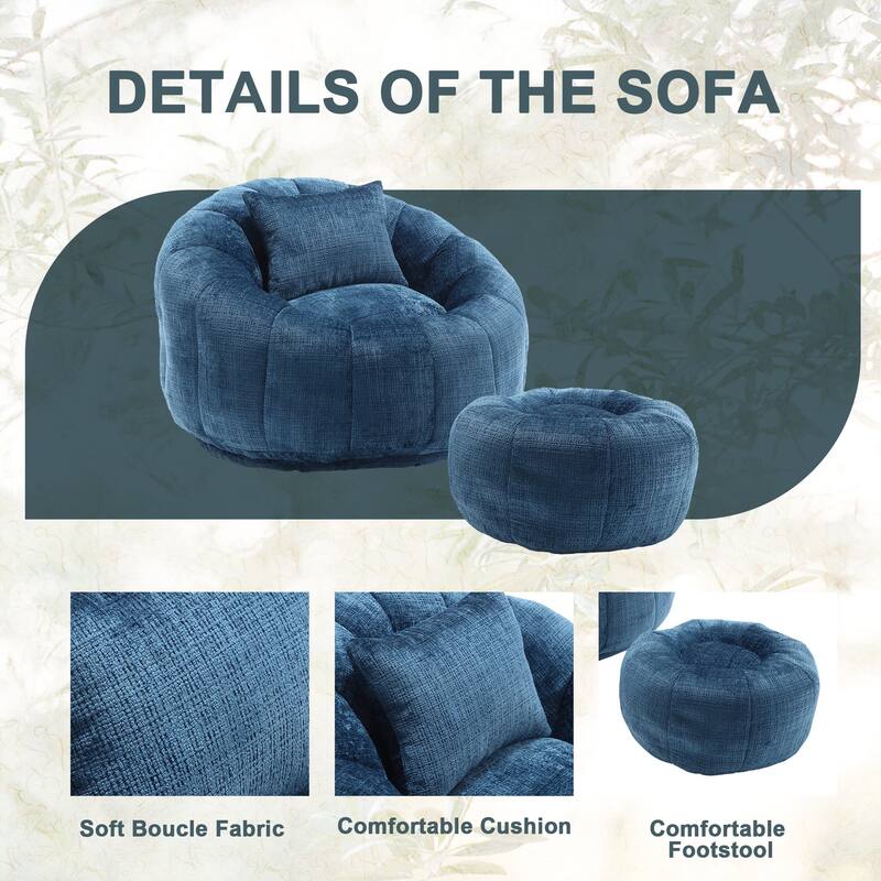 HOMEFUN Comfortable Beanbag sofa, with memory foam filler, can rotate super large round sofa