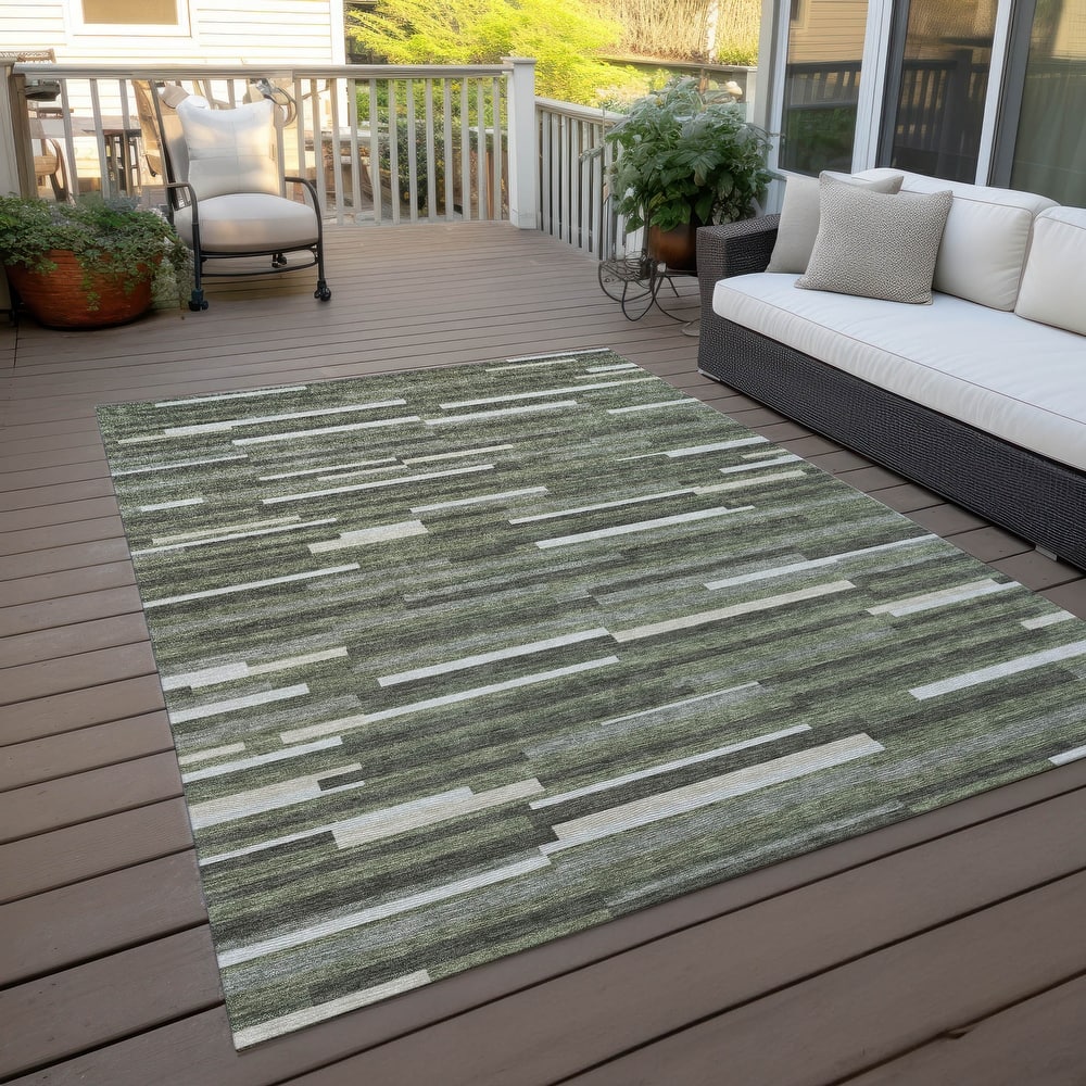 Machine Washable Indoor/ Outdoor Chantille Modern Stripes Rug