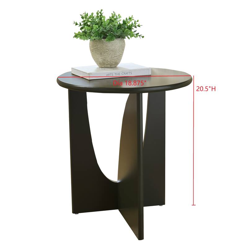 Theo Round Wood Side Table with Sculptural U-Shaped Base
