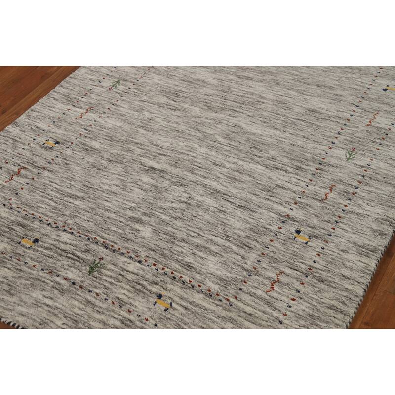 Hand Knotted Oriental 100% Wool Carpet Tribal Animal Pictorial Beige & Ivories Gabbeh Area Rug - 5' 10'' X 4' 1''