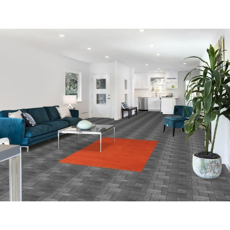 Orange Gabbeh Modern Rug Handmade Solid Wool Carpet - 3'10" x 5'9"
