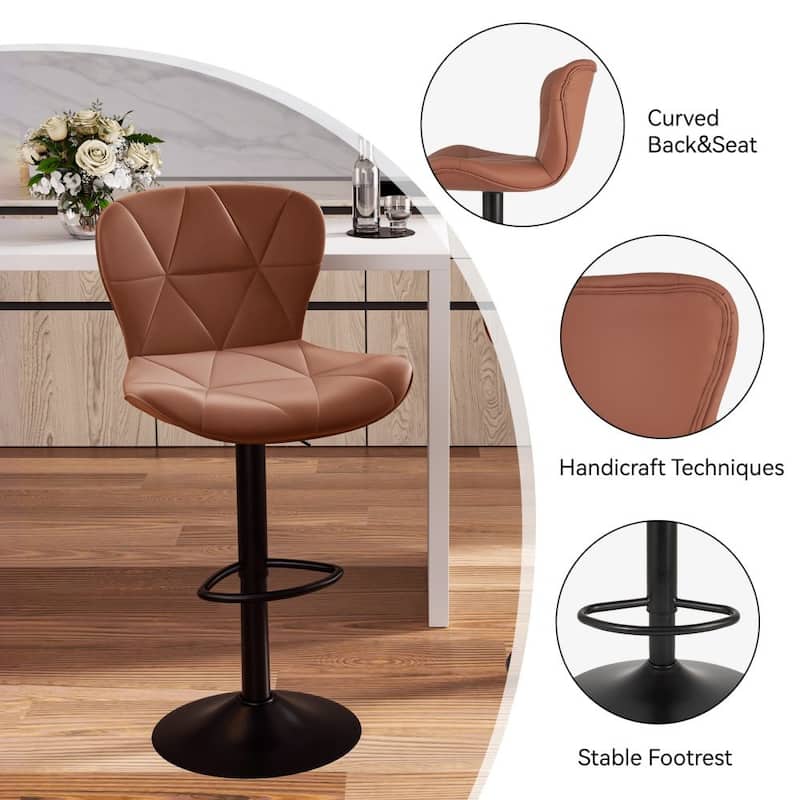 Set of 2 Faux Leather Counter Height Bar Stools