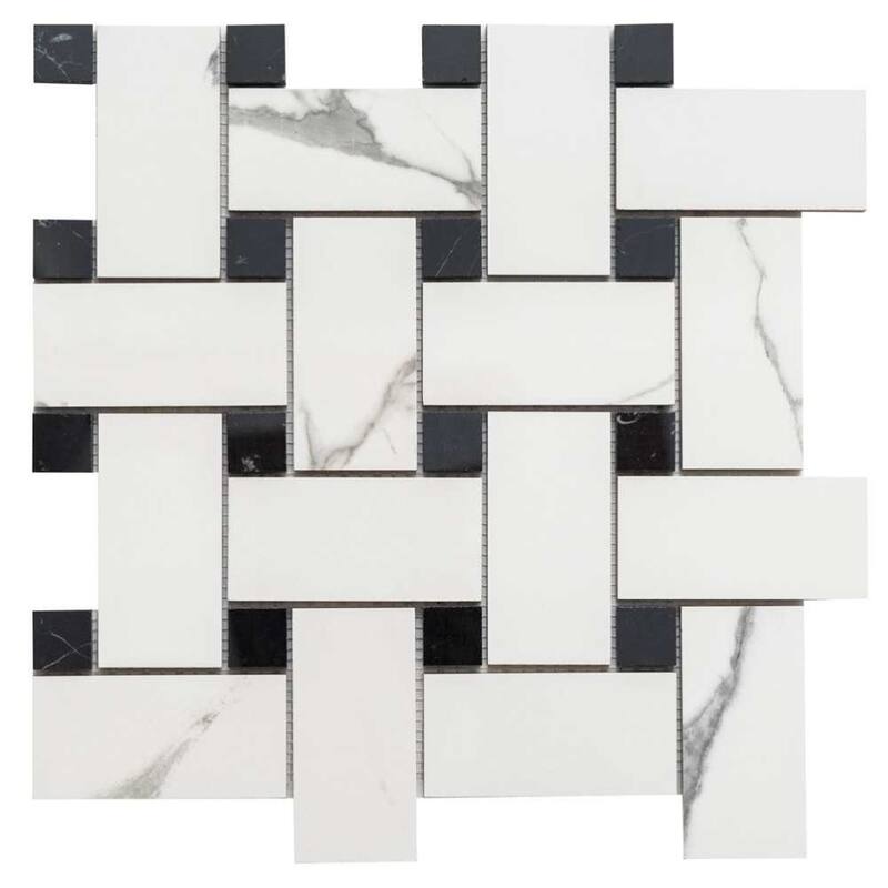 Stately Basketweave 13x13 Porcelain Mosaic Tile - Floor, Wall, Backsplash