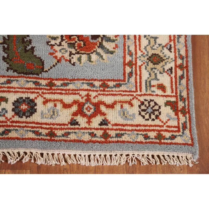 Light Blue Floral Oushak Oriental Accent Rug Handmade Wool Carpet - 4'1" x 6'0"