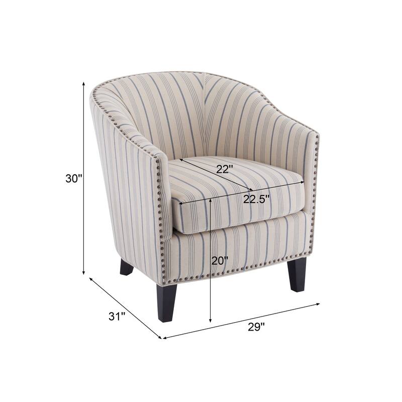 Upholstered Stripe Barrel Chair