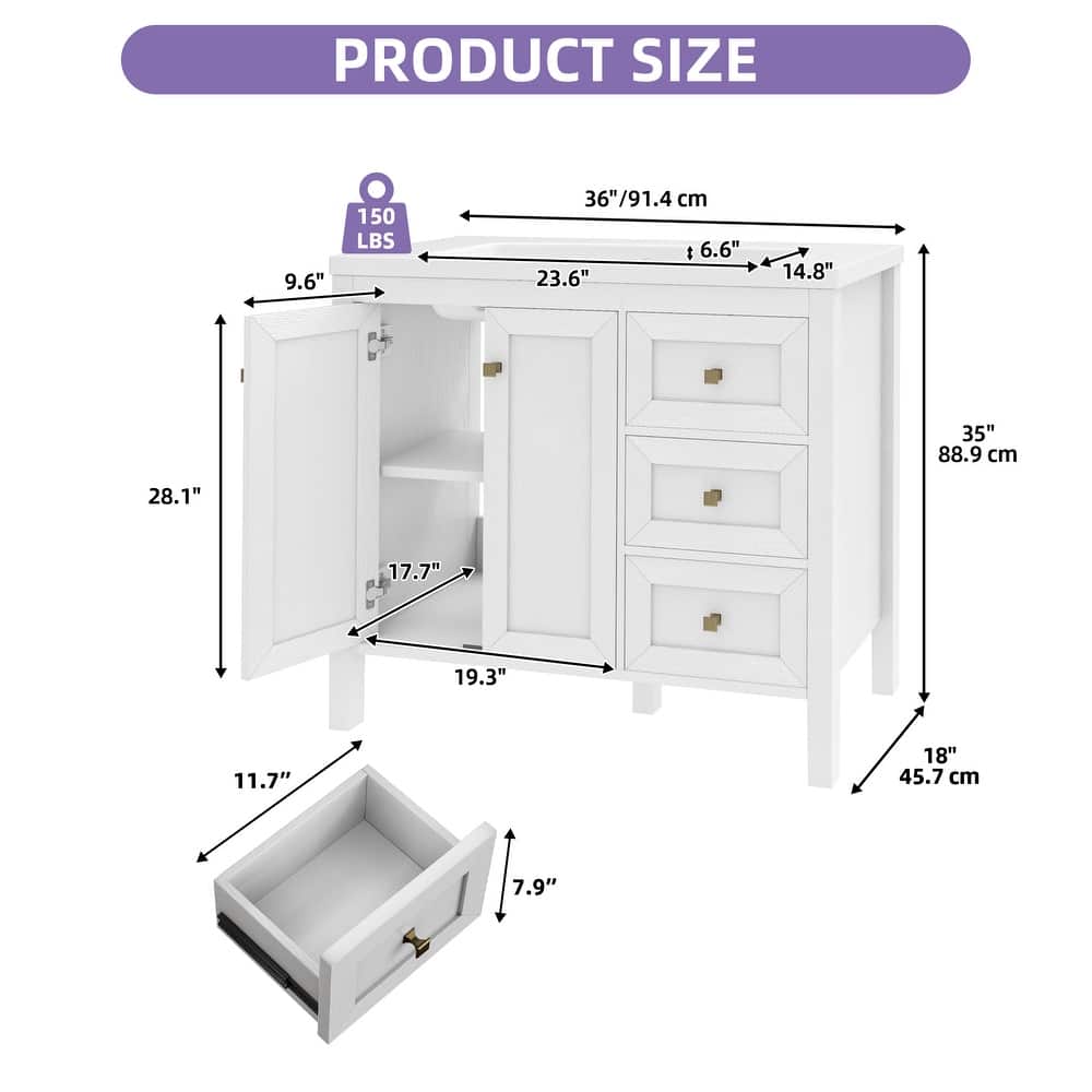 Moasis 36"/42" Bathroom Vanity with Sink Set and 2 Soft-Closing Doors & 3 Drawers
