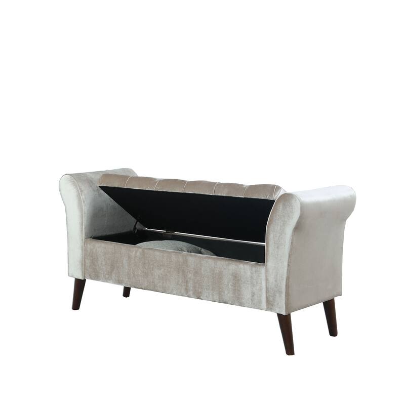 25 In. Collette Tufted Storage Bench with Armrest
