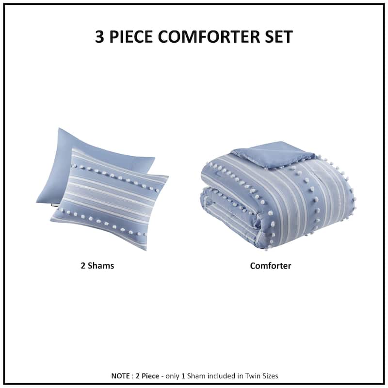 Intelligent Design Cillian Striped Clipped Jacquard Comforter Set