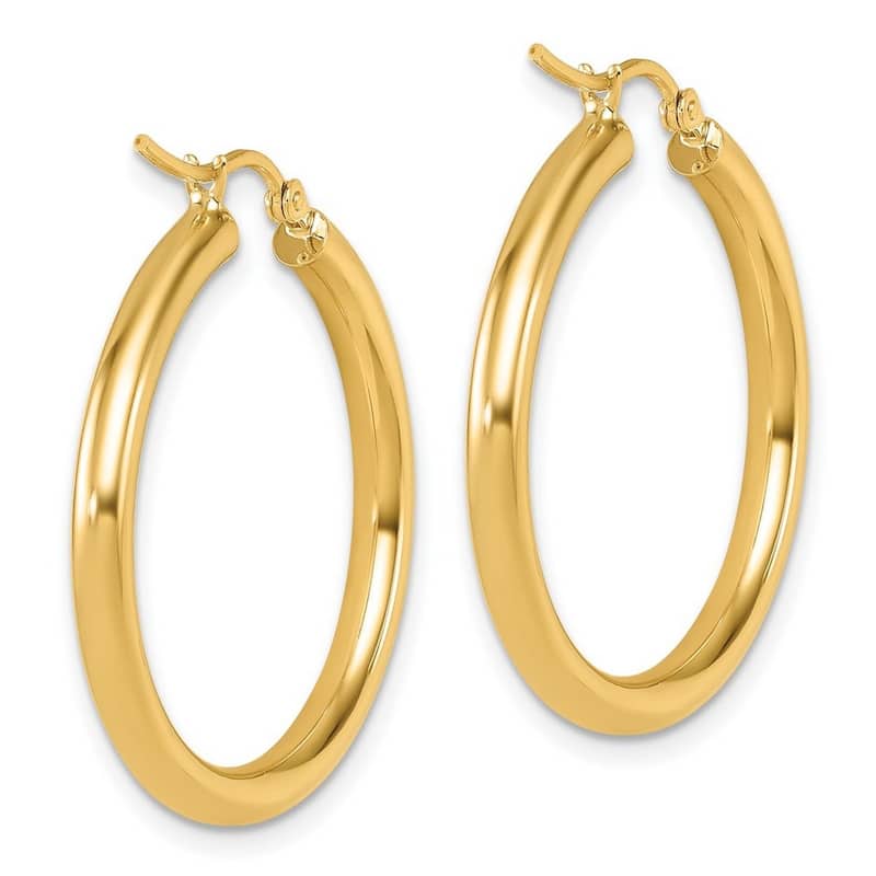 Curata 14k Yellow Gold 30x3mm Polished Hinged Hoop Earrings